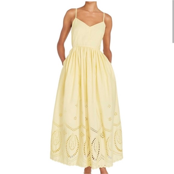 Calypso St. Barth Dresses & Skirts - Calypso St. Barth Yellow Eyelet Dress Sleeveless Maxi with Pockets
